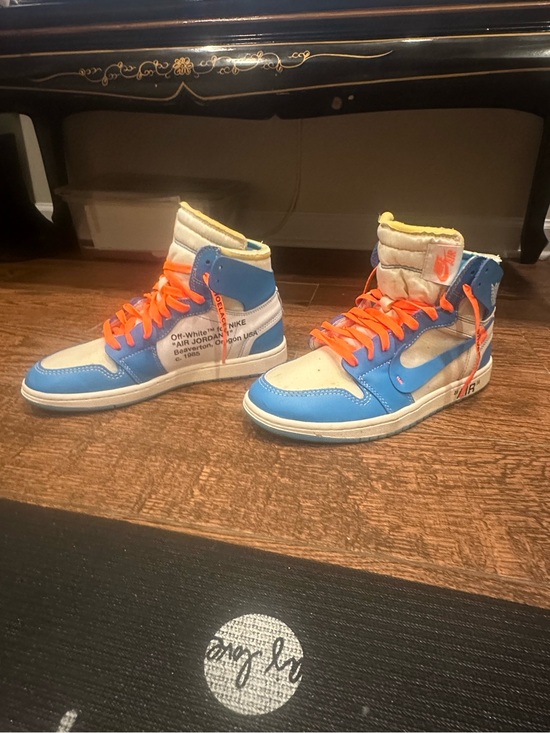 Off-White Other - Nike Off-WhiteHigh-Top Sneakers in Blue/White with Orange Laces